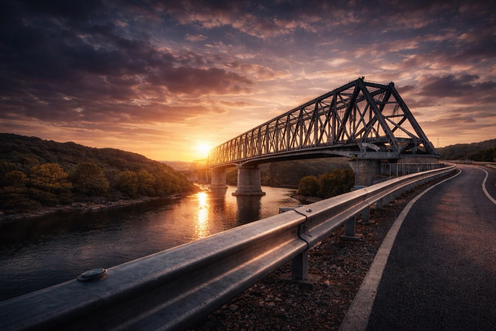 Pod și parapet rutier la apus de soare — Metalogalva Prime